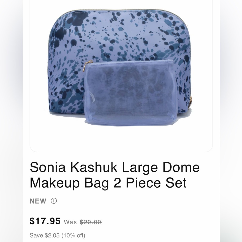 Sonia Kashuk Blue Patterned Makeup Bag Duo